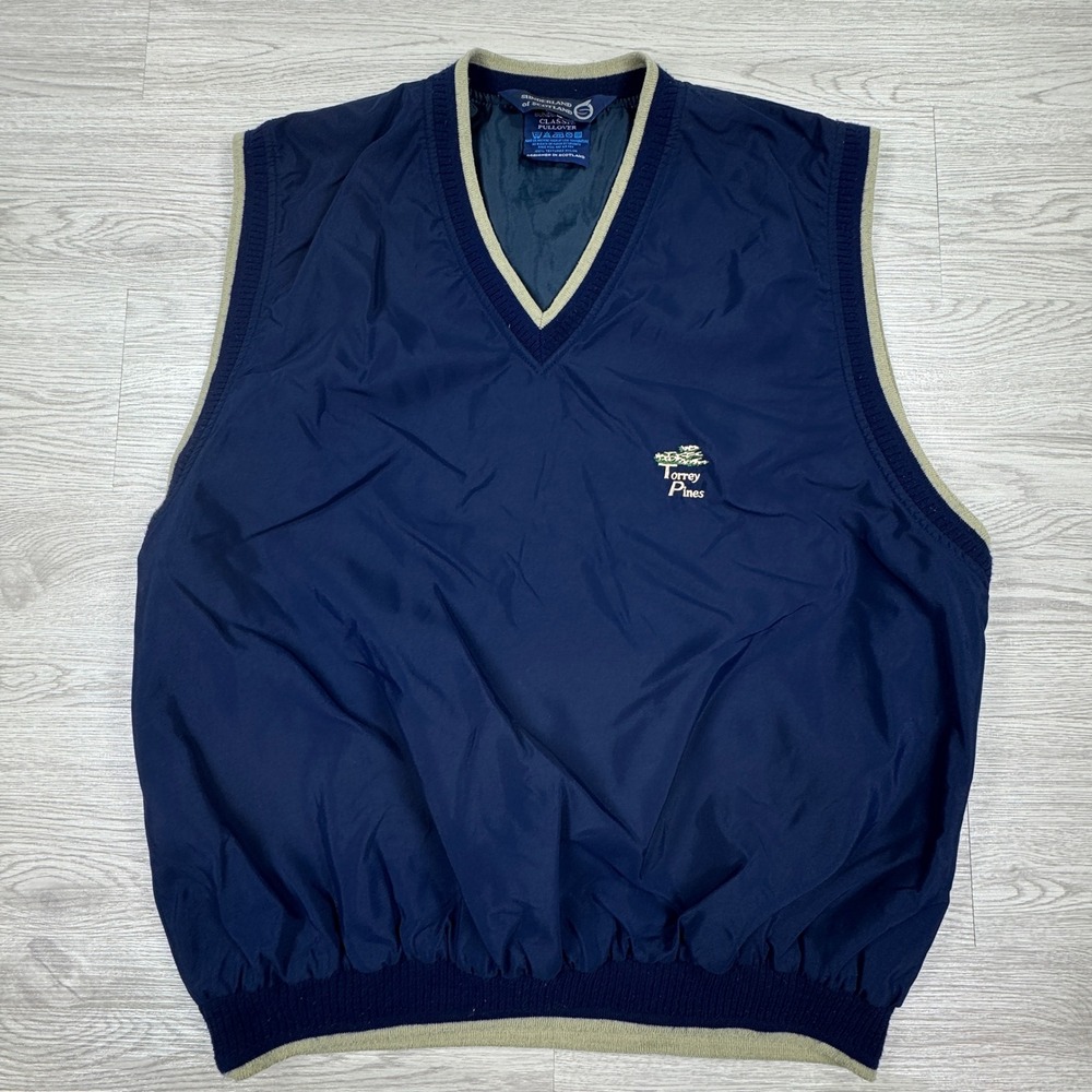 Sunderland of Scotland Men's Golf Vest Torrey Pines Pullover Navy Blue Large